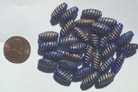 30 14mm Cobalt with Gold Ridged Ovals